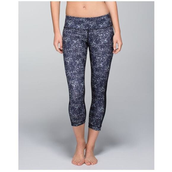 LULULEMON Journey Crop Athletic Leggings Sheer Mesh Rocky Road Sand Dune Sz 4 - Picture 3 of 11